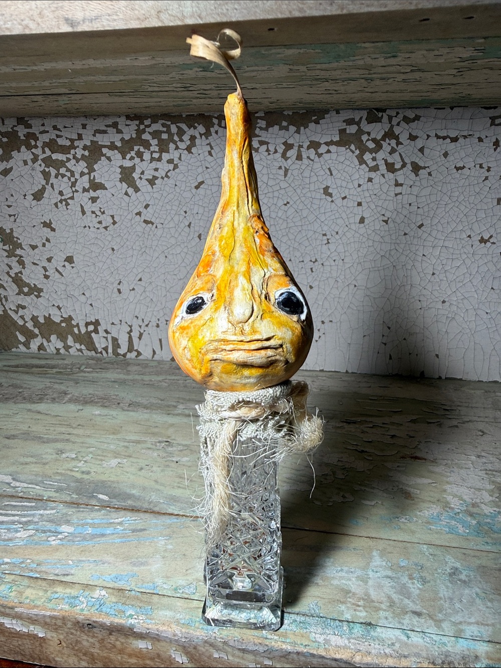 🎃 Grumpy Gourd Guy Yellow/Orange Decorative Halloween - Handmade